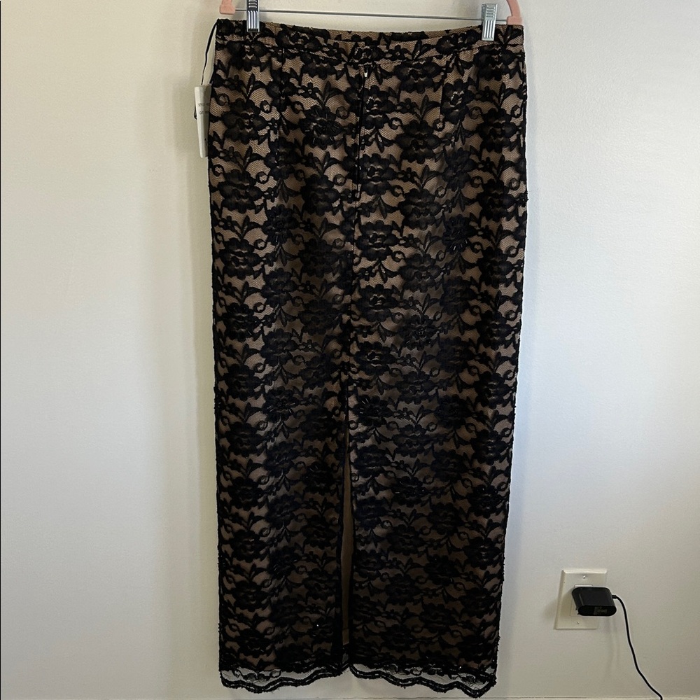 Sandra Darren Black Lace Beaded Long Pencil Skirt - Picture 2 of 11